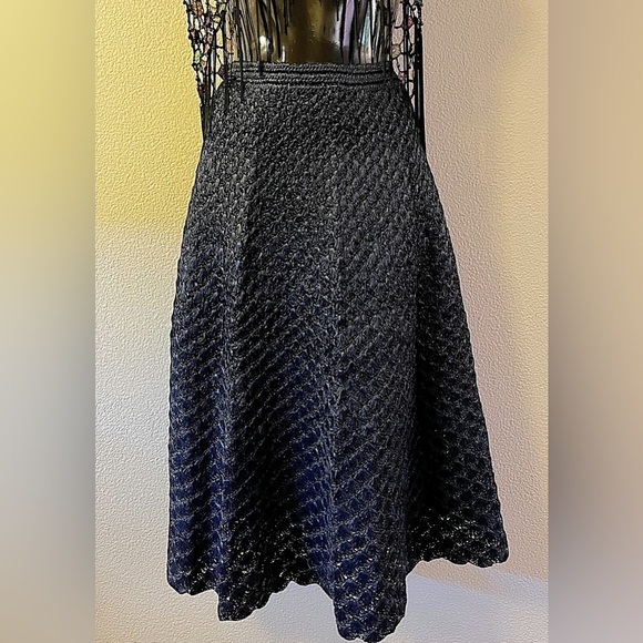 Vintage Anna Giovannozzi Italy Darkest Blue Crochet Raffia Maxi Skirt - Picture 10 of 12
